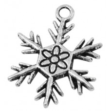 22mm Antique Silver Snowflake Number 1 Lead and Nickel Free