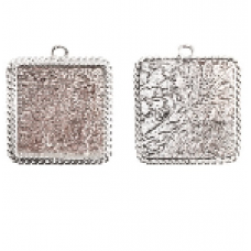 17x13mm .999 S Silver Plated Ornate Single Square Bezel 2 pack