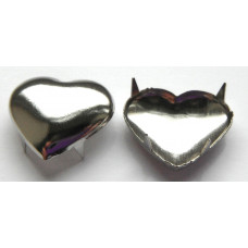 15 mm Silver metal hearts with prongs for attachment 10pk