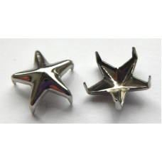 10 mm Silver metal stars with prongs for attachment 10pk