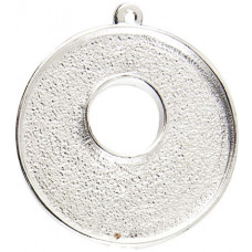 32mm .999 S Silver Plated Patera Single Loop Toggle Circle Bezel